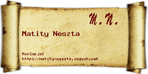 Matity Neszta névjegykártya